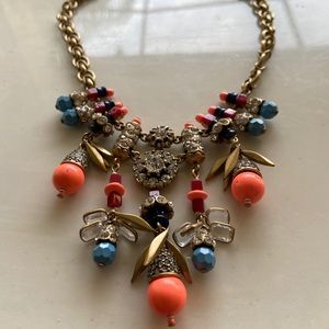 🔥NEW JCrew Coral Blue Beads Crystals Necklace